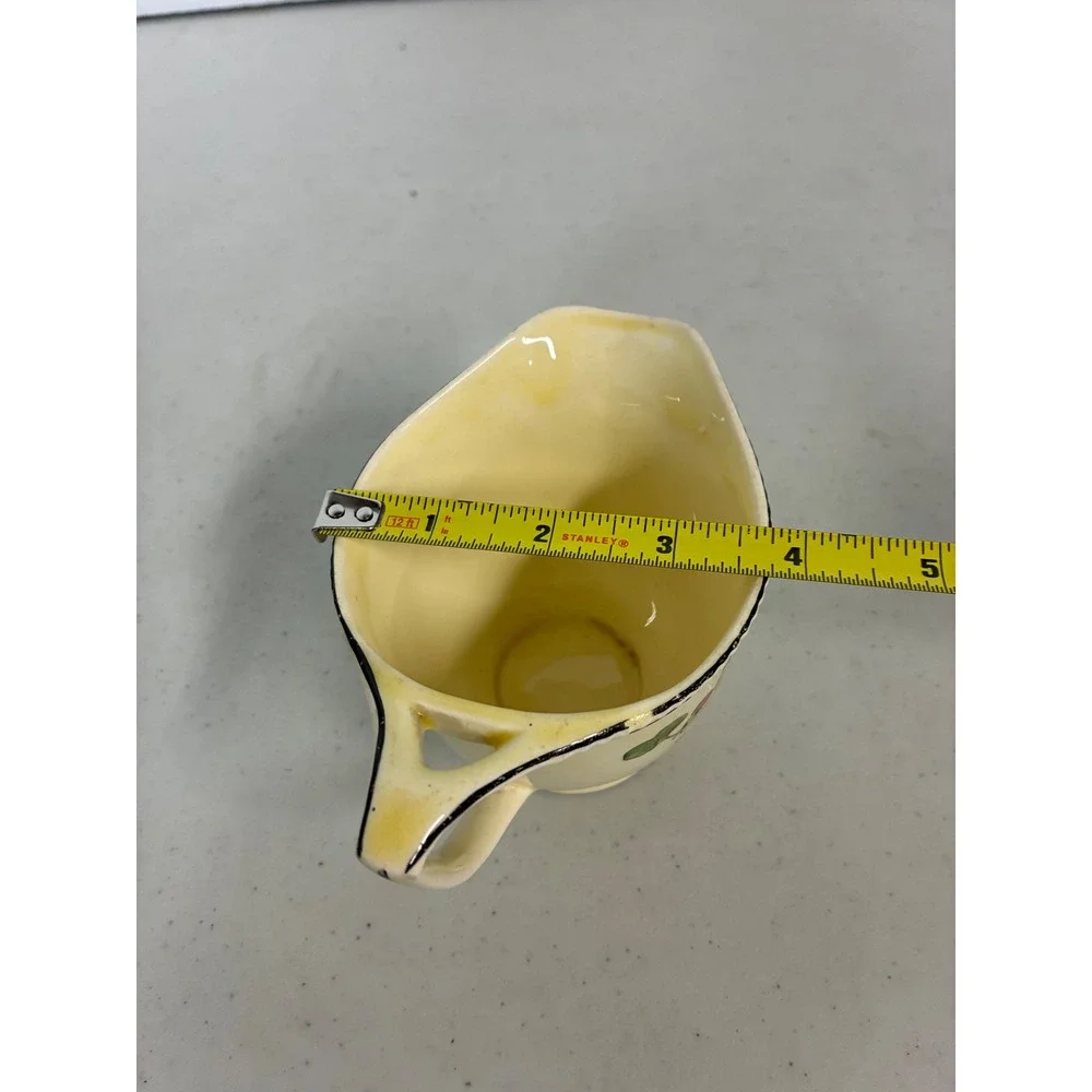 Vintage Sebring Golden Maize Creamer Yellow‎ Floral 1921 Art Deco Pottery USA